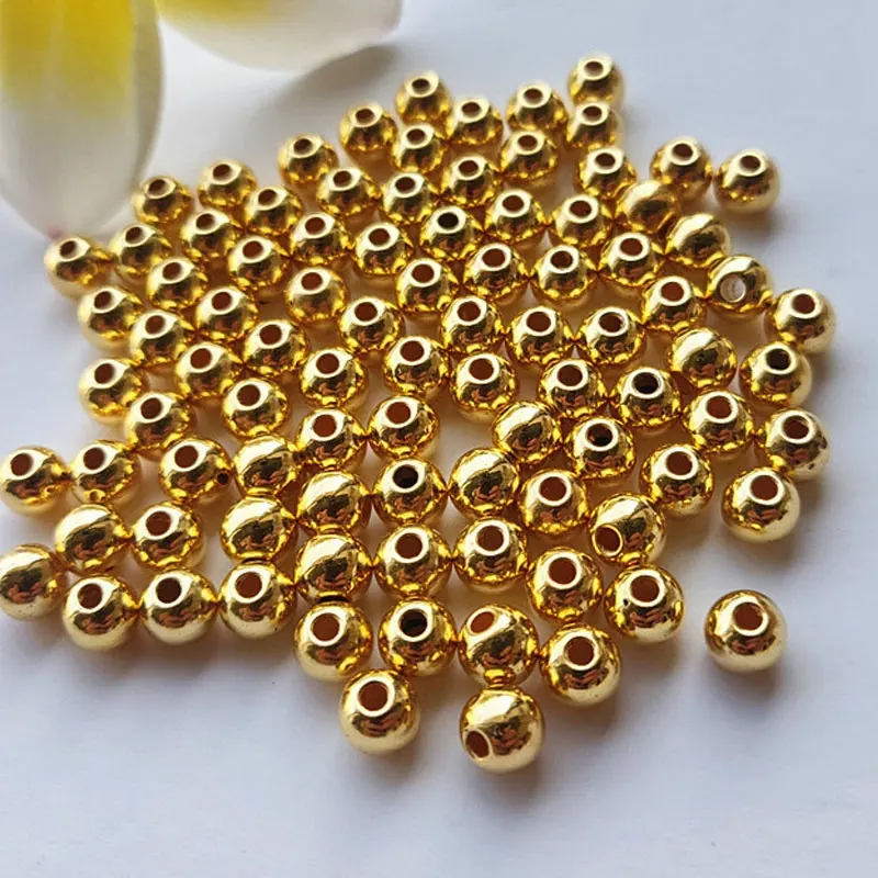 Yiwu Factory Wholesale 6mm Imitation Pearl ABS Gold Color Plastic Loose Pearl Beads For Jewellery Making