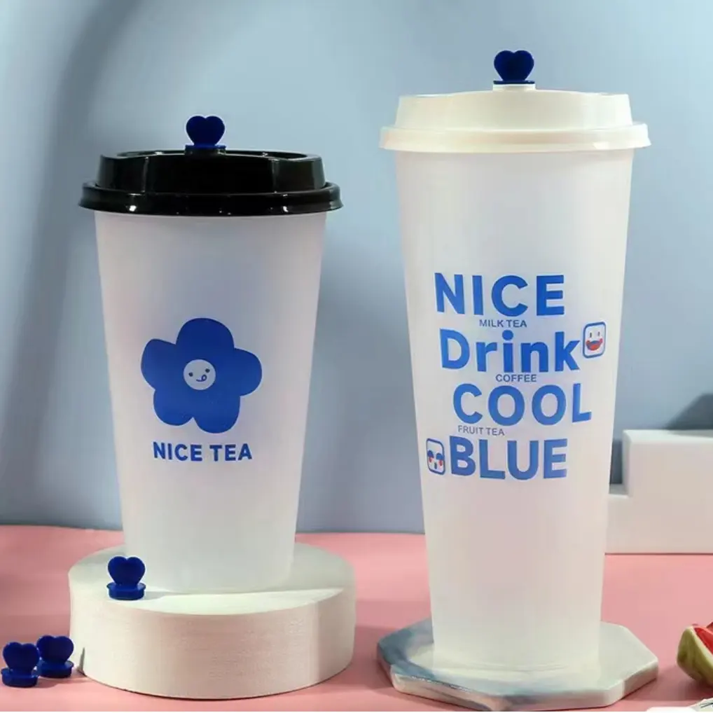 Tazza da asporto usa e getta di fabbrica trasparente Bubble Milk Tea tazze rigide in plastica PP tazze smerigliate per iniezione personalizzate