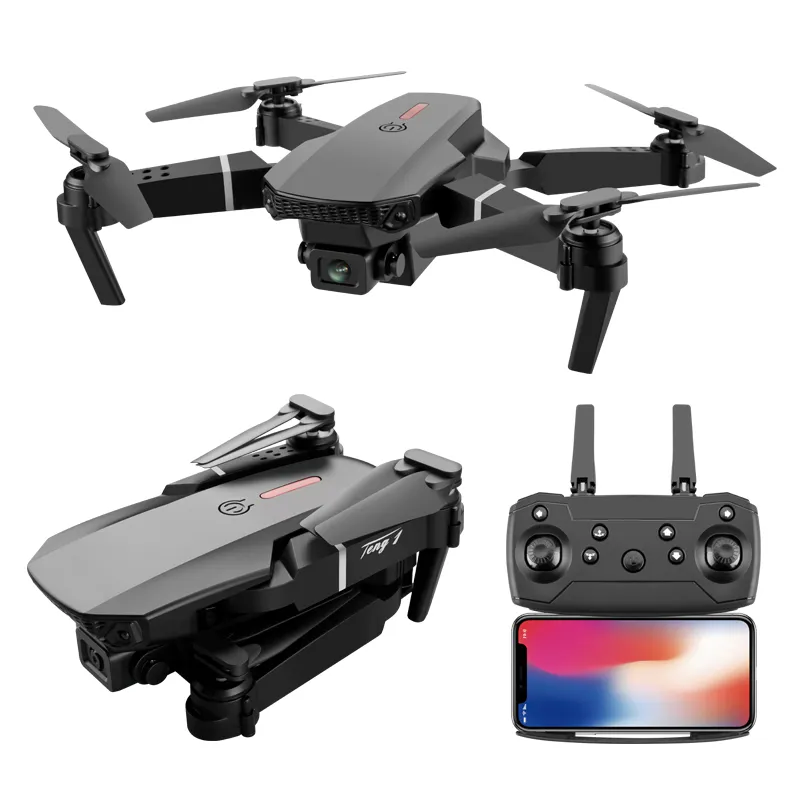 Drone Quadcopter Kamera Dual Pro, Drone Quadcopter WiFi dengan Dual Pro 4K HD Sudut Lebar, Mainan Drone E88