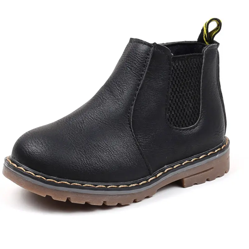 Tamaño 21-36 negro de moda Niño Zapatos para niña niño niños nuevo diseño de botas de cuero con cremallera