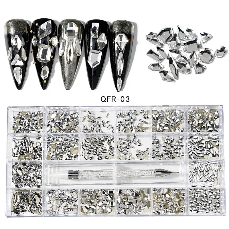 Wholesale Crystal Glass Diamond Sapphire Rhinestone Nail Kit For Nails In Bulk Nail Rhinestones