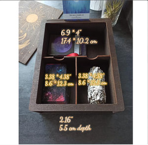 Yeni StyleFactoryJUNJI riritual ahşap alet saklama kutusu 3 bölmeler kazınmış büyük sunak hediye Divination indirim - Product Image 5