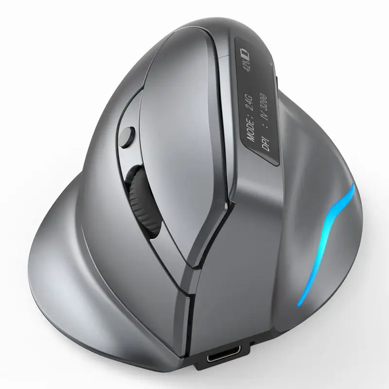 Souris verticale silencieuse sans fil, haute qualité, F-26C DPI réglable, lampe rvb Rechargeable ergonomique 2.4G