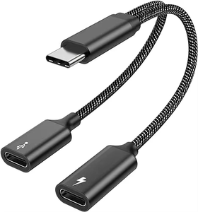 Marka yeni USB tip c M çift tip c F Splitter Y 2 in 1 adaptör kablosu bilgisayar dizüstü cep telefonu için - Product Image 2