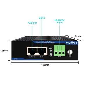 10/100/1000M 1 canal 12V DC entrada 120W 48vdc salida industrial carril DIN inyector POE pasivo - Product Image 1