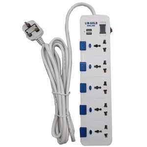 15A 3针4路扩展名英国插头电气开关插座Usb充电器插座电源条USB