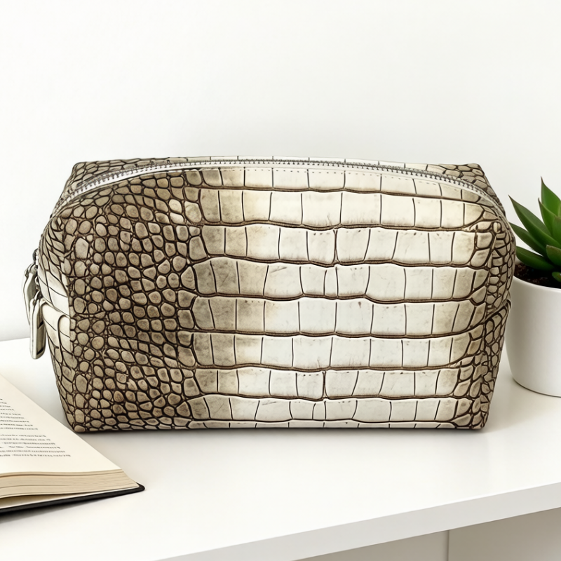 Cuir synthétique crocodile gris