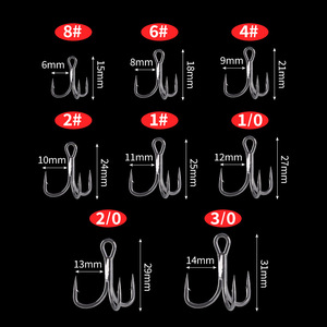 ตะขอแหลม OEM ใหม่ตะขอ6X หนามแข็งแรง8 #-3/0 # สามเข็มสมอเรือ