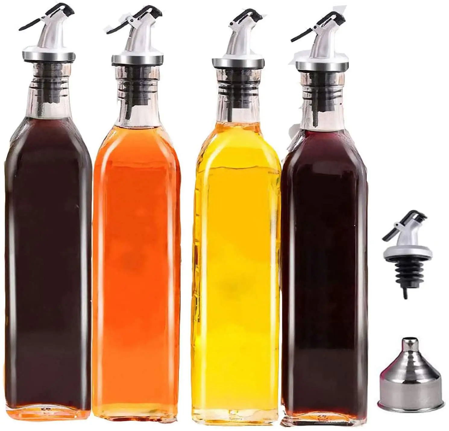 Dispensador de aceite de oliva vacío, botella de vidrio con medidas y pulverizador, dispensador de aceite vegetal para cocinar