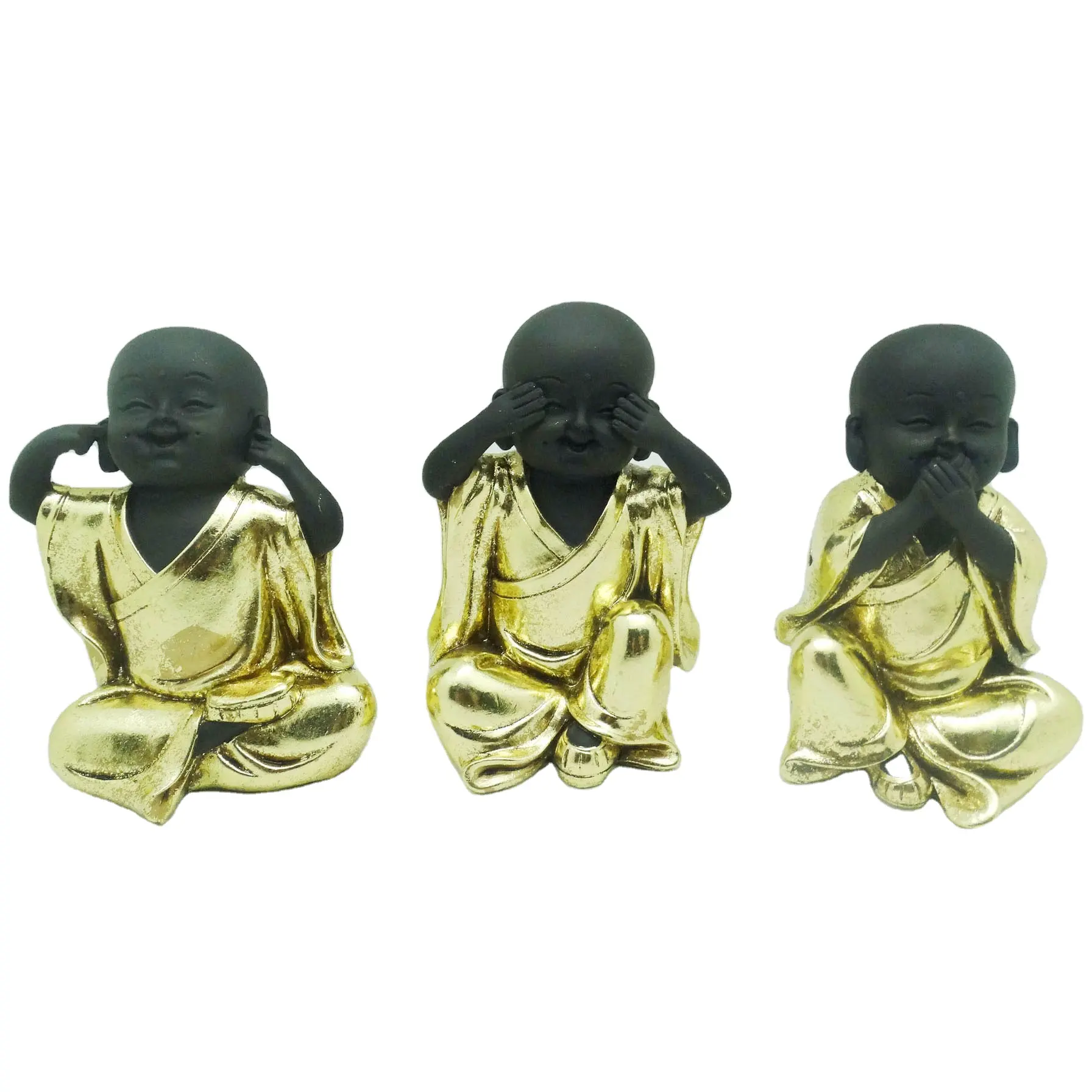 Zen feng shui ensemble de 3 ne parlent pas mal n'entends pas mal voir pas mal moine statue sculpture