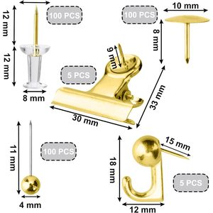 Accen310 itme pimi adet altın kiti dekoratif başparmak mantar kurulu bülten ofis duvar için 5 stilleri kanca Pushpin ile Tacks - Product Image 2