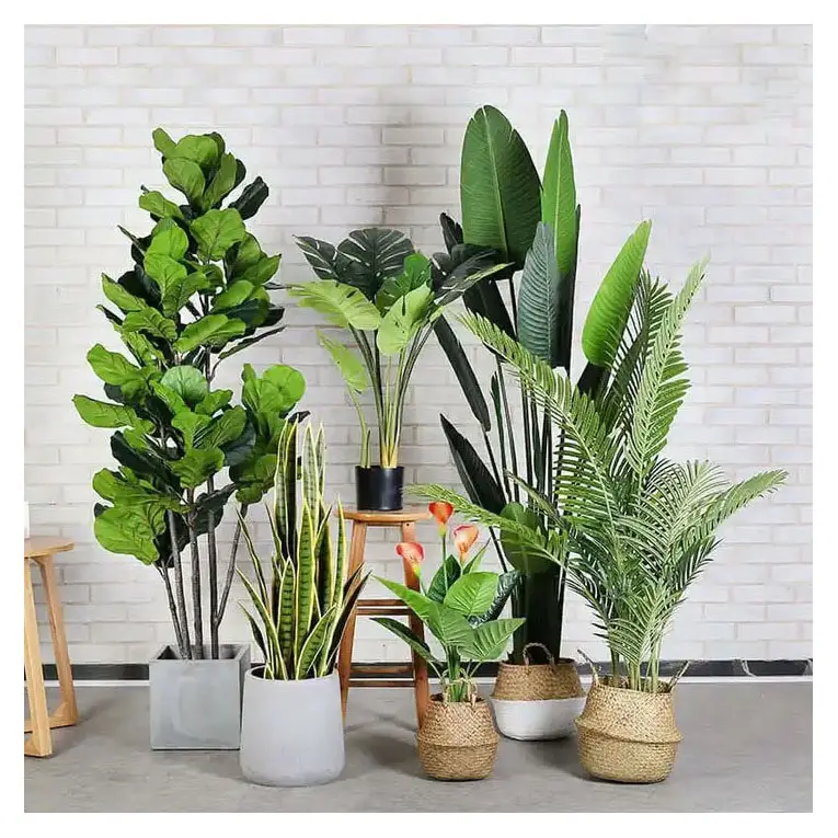 Paradise Palm Outdoor Indoor Home Ornamental Small Large Big Fake Potted Plante tree Artificial kwai Palm Tree Plants for Sale