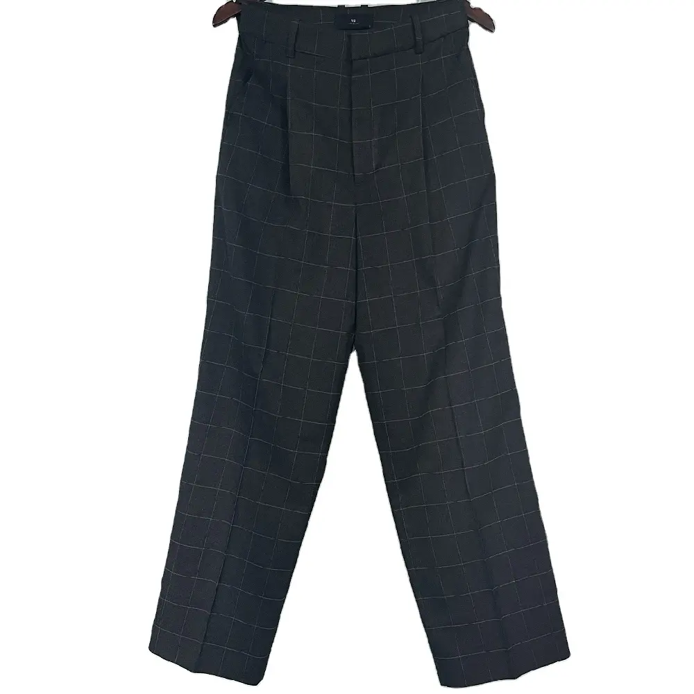 Pantaloni da uomo dritti di alta qualità abbigliamento elegante e Casual in cotone a quadri in Vietnam