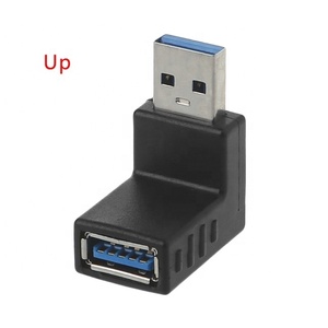 Left Right Angle <strong>USB</strong> 3.0 Male <strong>to</strong> <strong>USB</strong> 3.0 Female Data Power Converter Adapter - Product Image 3