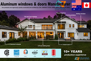 Cửa ra vào đôi bên ngoài, cửa sổ và cửa đi kiểu Pháp bằng hợp kim nhôm chịu lực bão, mở quay, dành cho nhà ở - Product Image 6