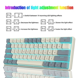 Teclado mecánico ergonómico con interruptor rojo de 61 teclas, LED azul hielo, USB 2,0, núcleo de brazo, Plug-and-Play para juegos, oficina, ordenador con cable - Product Image 6
