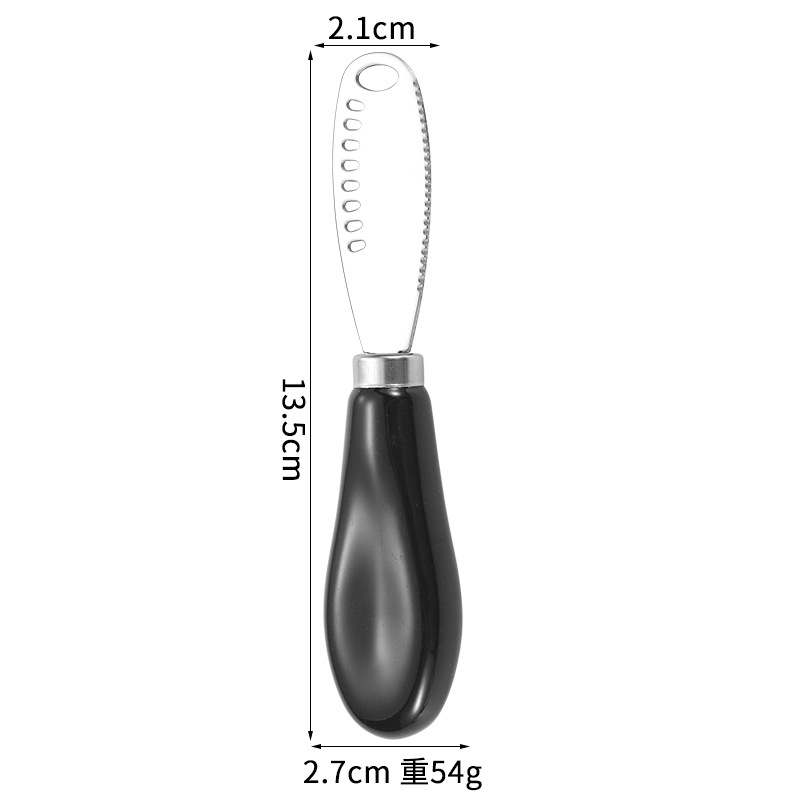 Black ceramic handle perforated butter knife