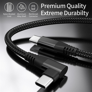USB C数据电缆3A 60W PD快速充电编织充电器线3英尺6英尺10英尺长尼龙护套，适用于电脑iOS弯头风格 - Product Image 5