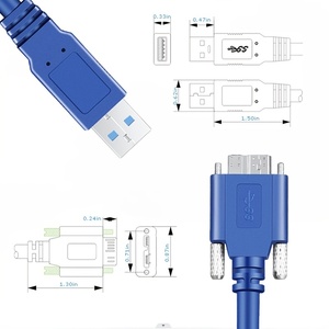 USB 3.0 A/M ถึง Micro B/M พร้อมสายล็อคแบบสกรูคู่สายฮาร์ดไดรฟ์สีฟ้า USB USB3ถึง Micro B Cable 3.0 Vision - Product Image 6