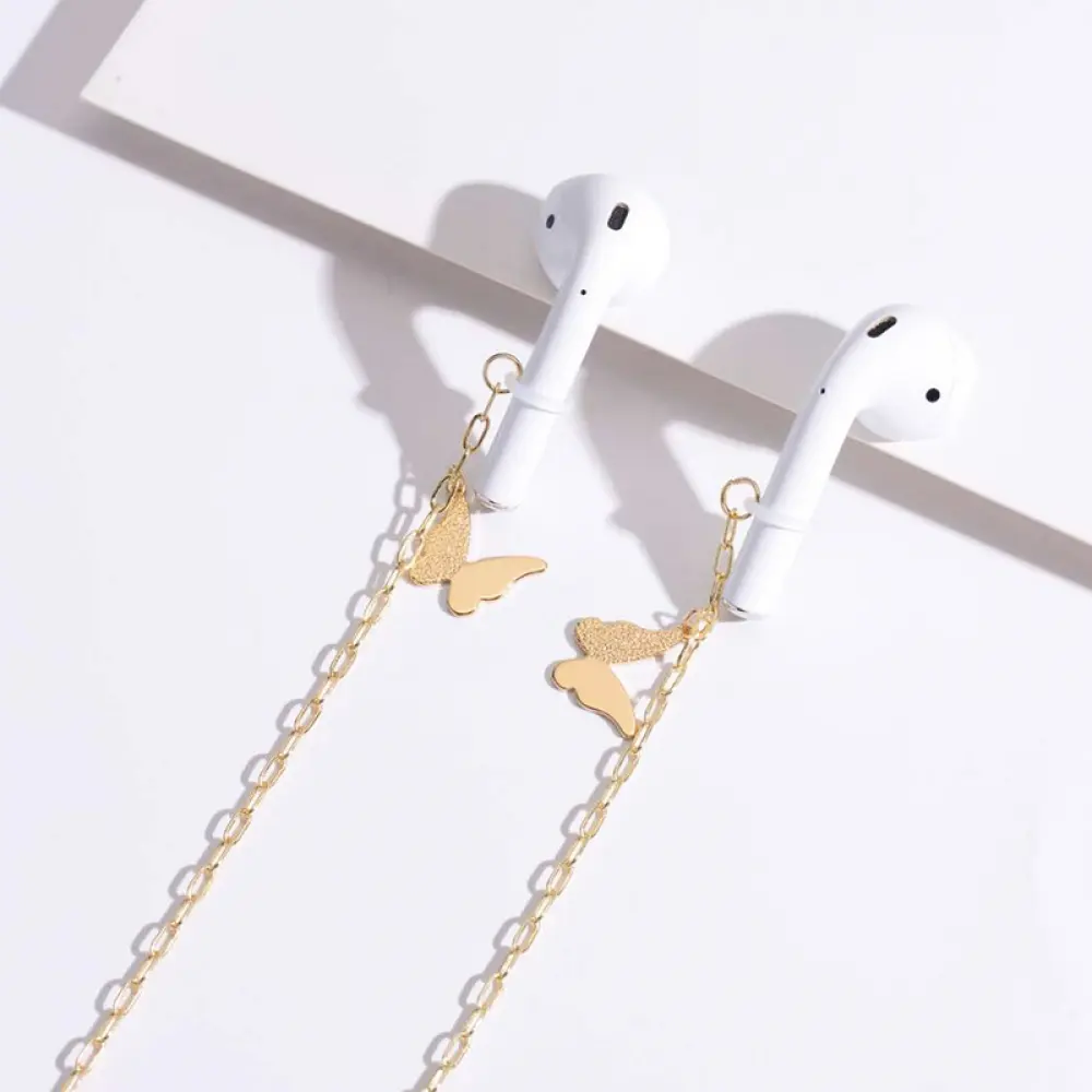 Corea del estilo de Metal auricular inalámbrico Anti-perdido collar con cadena de mariposa para los Airpods regalos para mujeres