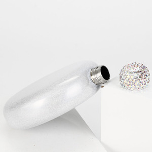 قارورة صغيرة الحجم, 5 أوقية المحمولة جولة قارورة صغيرة هدية بريق الملونة شكل دائري ويسكي إشعال الراين غطاء الفولاذ المقاوم للصدأ قارورة صغيرة الورك - Product Image 5