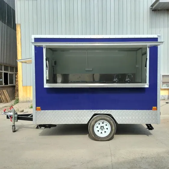 Concessione venditore ambulante personalizzato di cibo a forma di caffè per strada Mobile a Gas griglia piatta carrello per Pizza Hamburger