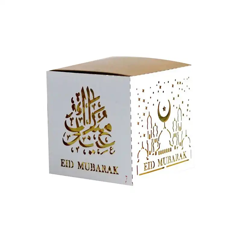 Caja de regalo Eid Mubarak con ventana transparente de plástico, bandeja de inserción personalizada, cajas pequeñas de regalo de Ramadán para dulces de Chocolate