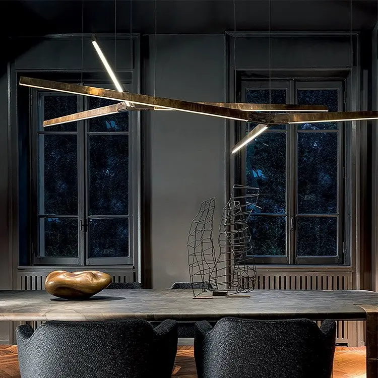 Özel yaratıcı retro oturma odası yemek masası mutfak ada olay sanat dekoru şerit LED avize ev lambaları