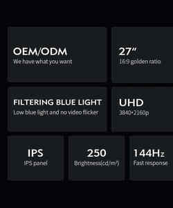 Led <strong>Computer</strong> 27 Inch 4K <strong>Monitor</strong> 3840*2160P Flat Screen OEM &amp; ODM High Brightness LED 144Hz Gaming <strong>Monitor</strong> - Product Image 2