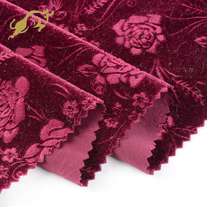 热卖Ks素色天鹅绒闪光印花涤纶提花天鹅绒沙发面料连衣裙 - Product Image 1