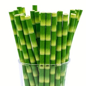 厂家价格环保纸吸管优质绿竹纸杯定制食品级派对纸吸管6mmx197mm毫米