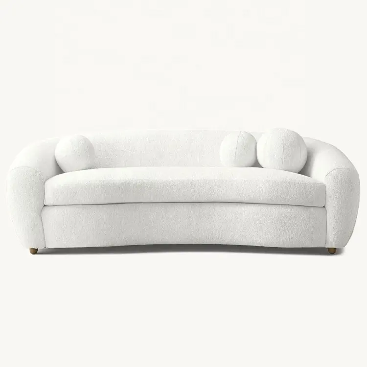 โซฟาผ้าโค้งสีขาวสำหรับห้องนั่งเล่นสไตล์อเมริกันดีไซน์เนอร์เฟอร์นิเจอร์ใหม่
