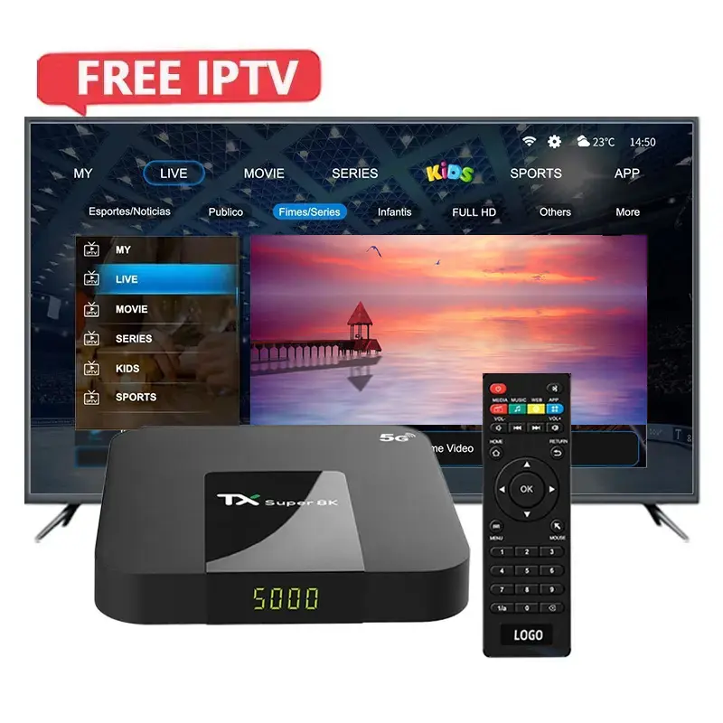 Caixa de TV Android 4K Quad Core Mini Iptv Box TX Super 8K para escritório doméstico, conjunto de vídeo digital de TV de 12 meses, novidade original