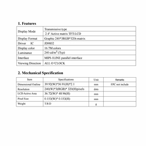 2.4-inch jd9852 TFT <span class=keywords><strong>LCD</strong></span> hiển thị Module màn hình xem đầy đủ 240x320 Độ phân giải 24 pin FPC hàn nhỏ <span class=keywords><strong>LCD</strong></span> hiển thị 240x320 - Product Image 5