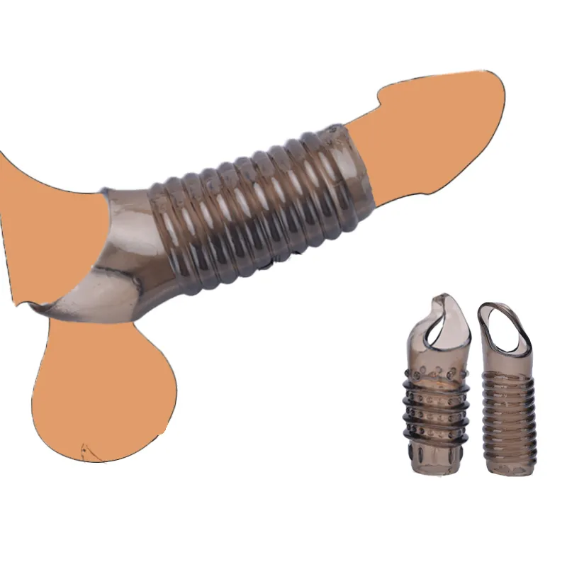 Free Custom Box - Silicone Reusable Penis Sleeve Strapon Delayed Ejaculation Chastity Device Lock Sperm Erection Toys
