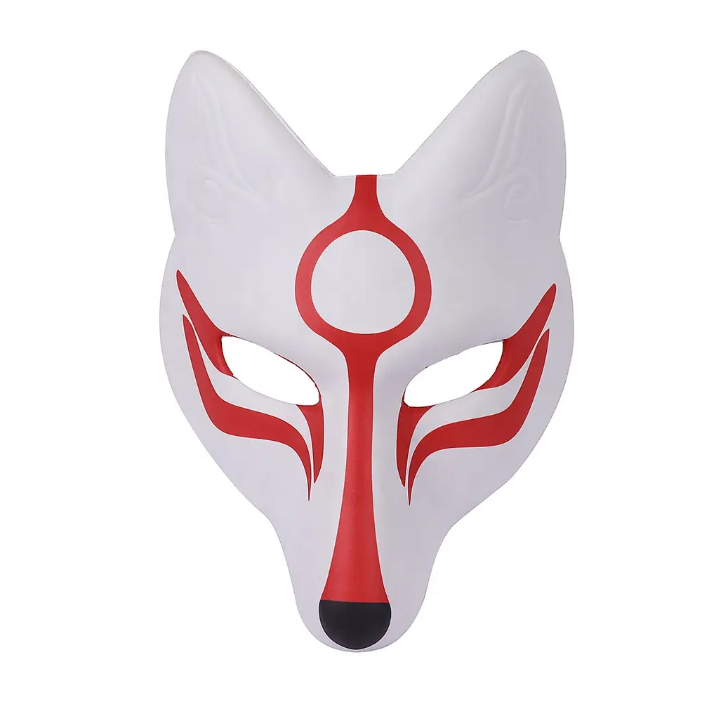 Popular carnaval decoración japonés Anime Fox PU cuero EVA blanco zorro máscara Cosplay mascarada
