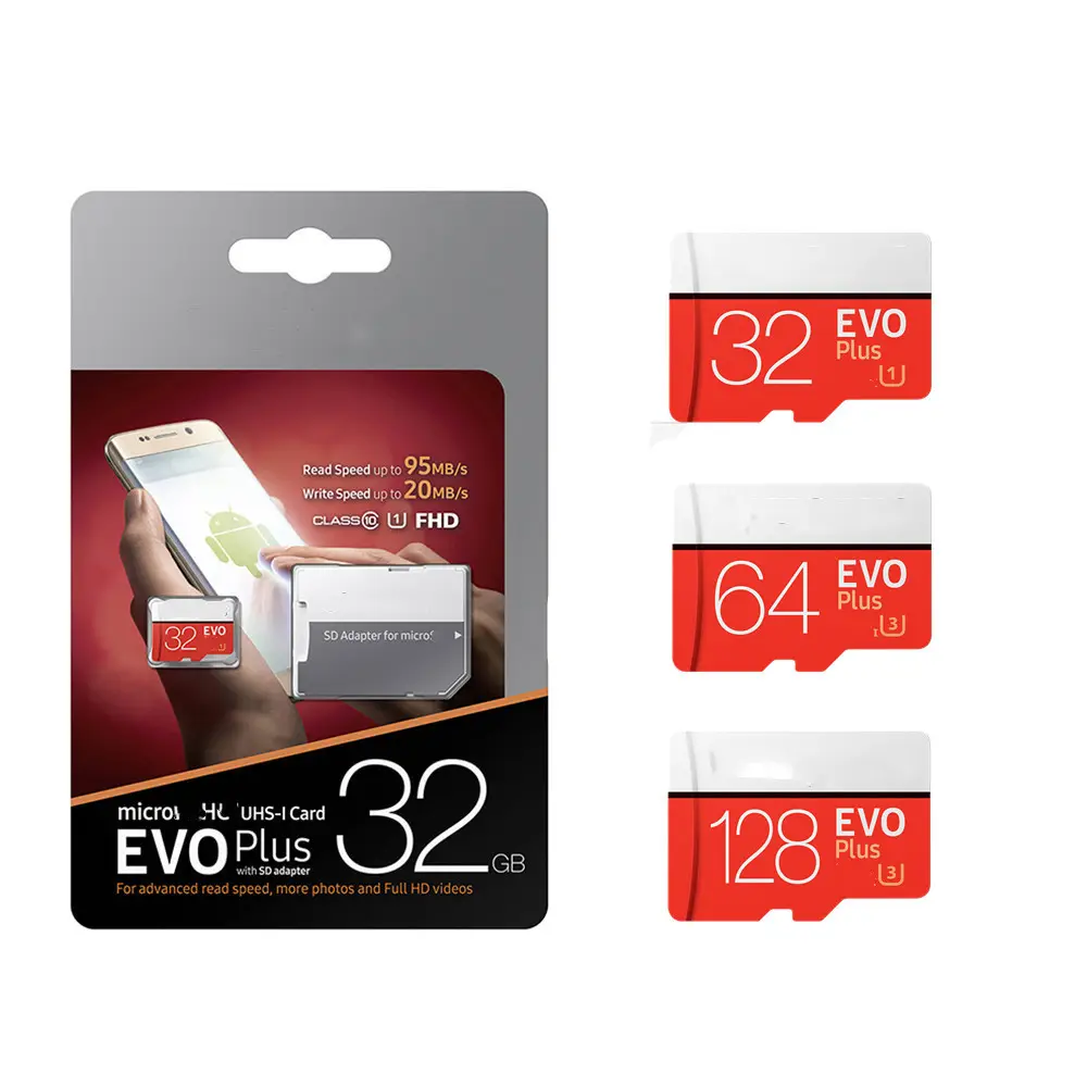 2022 Groothandel Mini Sd-kaart Evo Plus Geheugenkaart 32Gb 64Gb 128Gb 256Gb Micro Tf Card met Gratis Adapter Voor Samsung