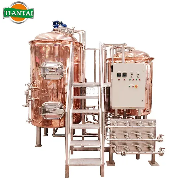 Bắt đầu một doanh nghiệp microbrewery 500L 5hl 4bbl đồng đỏ trực tiếp sưởi ấm 2 tàu Brew Nhà thiết bị