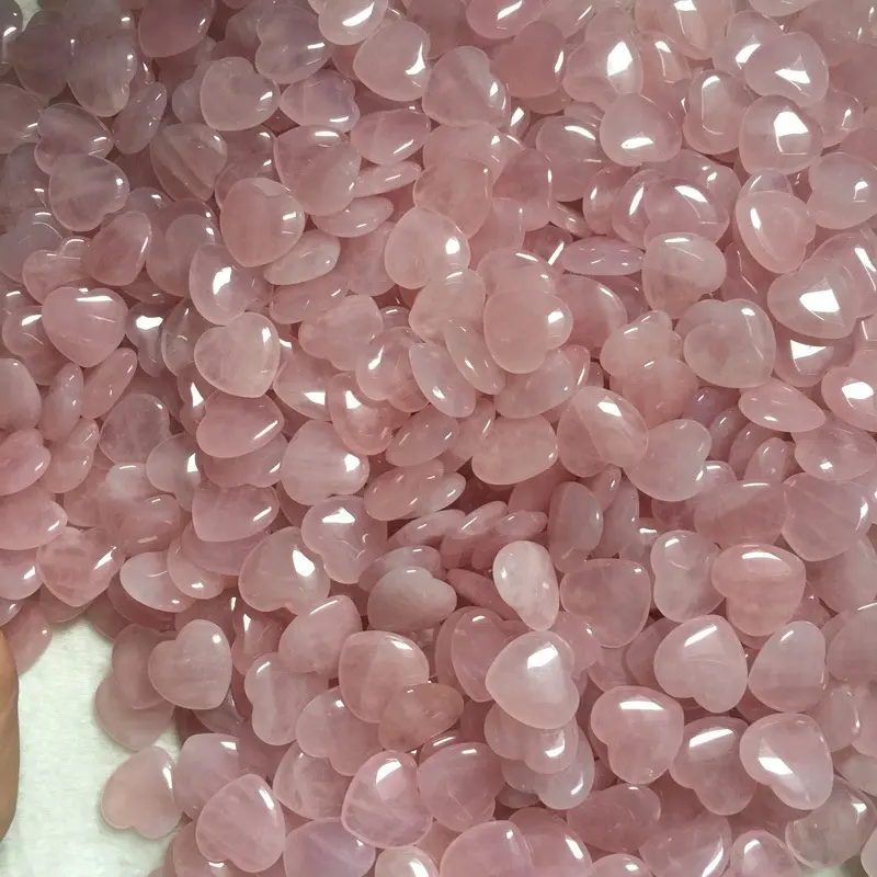 Cristales curativos de cuarzo en forma de corazón pequeño de 30mm, cristal de cuarzo rosa, piedra preciosa, corazón de cristal para regalo
