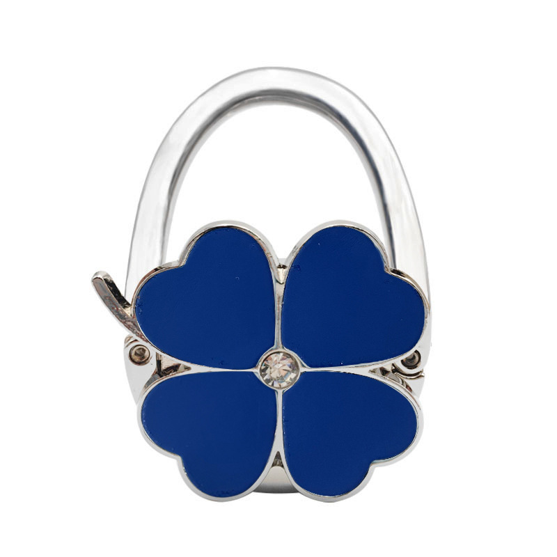 Trèfle à quatre feuilles en cuir uni bleu saphir