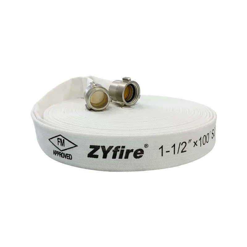 ZYfire Layflat tek ceket 1.5 inç tuval 17bar UL listelenen yangın söndürme yangın kontrolü için EPDM su hortumu