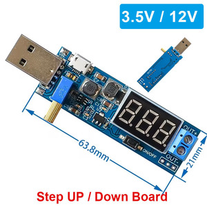 USB調節可能5V-24V DC-DCコンバータ電源IC 3.5V 12V出力ポータブルUSB調節可能コンバータ - Product Image 2