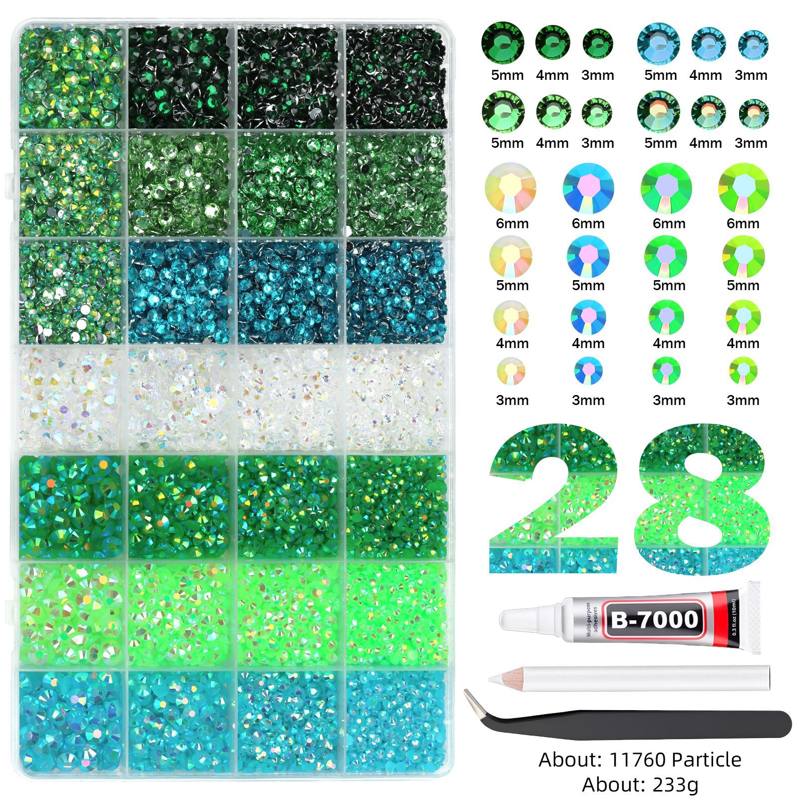 Décorations de boîte à 28 compartiments 01