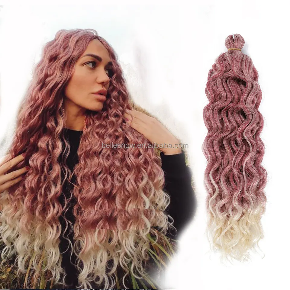 Sóng đại dương bện phần mở rộng tóc Crochet Dải bện Tóc tổng hợp Hawaii afro Curl ombre xoăn tóc vàng nước Hawaii Curl Tóc