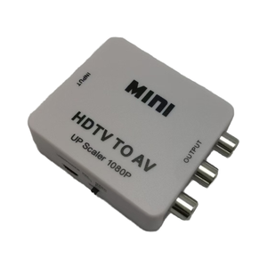 Convertidor HDTV2AV de 1080p, caja blanca, HD a AV, RCA, CVBS, adaptador de salida compuesto, convertidor de Audio y vídeo con entrada de 5V