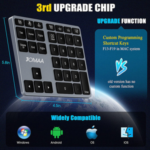 Teclado numérico inalámbrico JOMAA recargable 2,4G teclado numérico inalámbrico 35 teclas teclado numérico multidispositivo de aluminio para ordenador portátil
