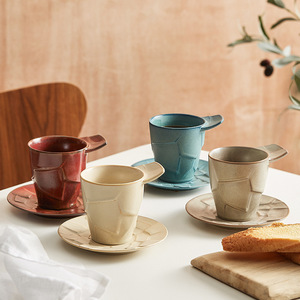 Home Tableware Hand Made Retro Pottery Coffee <strong>Cups</strong> Creative Ceramic Milk Water Breakfast Mugs Coffee <strong>Cup</strong> With Saucer Set - Product Image 4