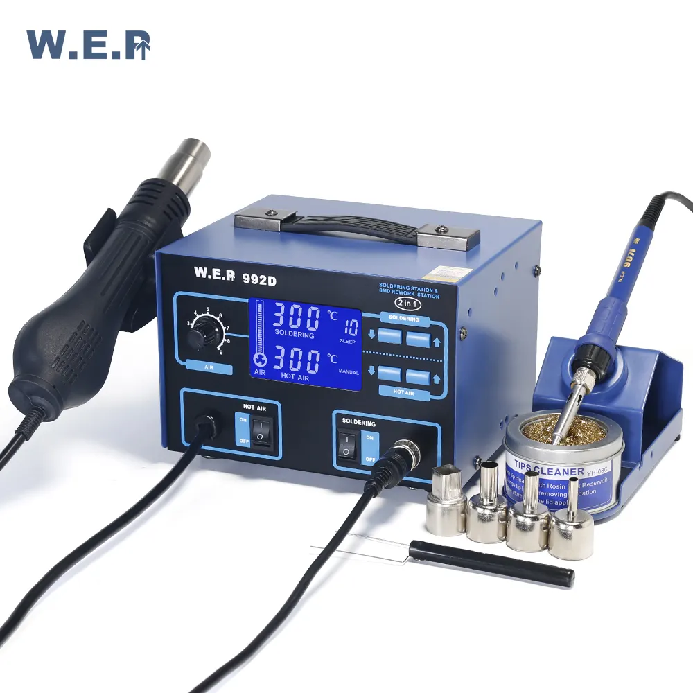La stazione di rilavorazione WEP 992D adotta la stazione di saldatura completa con controllo della temperatura di precisione PID