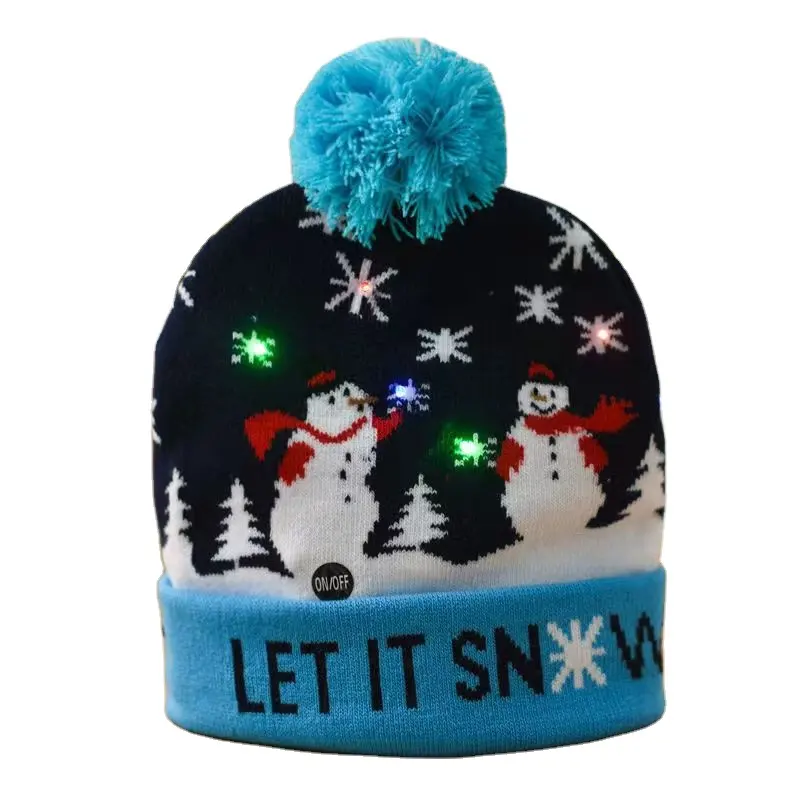 Sombreros de Navidad con luces Leds Beanie Knit Tree Santa para niños Mini Holiday Adult Small Claus Cap Decoraciones Knitting