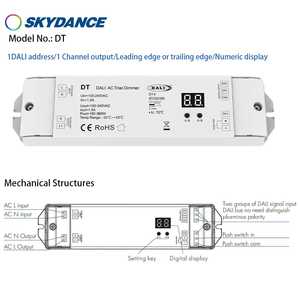 Skydance DT 100-240VAC DALI AC Triac Dimmer Display numerico Push Dimming DALI-2 Controller 1.5A 150W-360W striscia luce 1 canale - Product Image 4